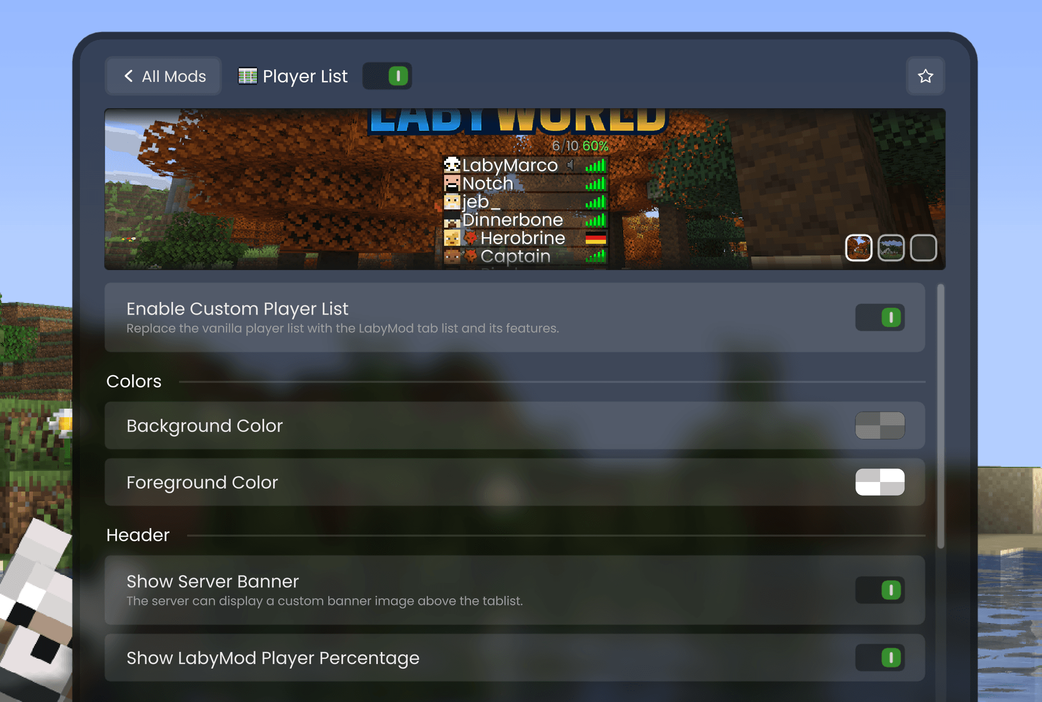 Live preview inside the widget settings panel