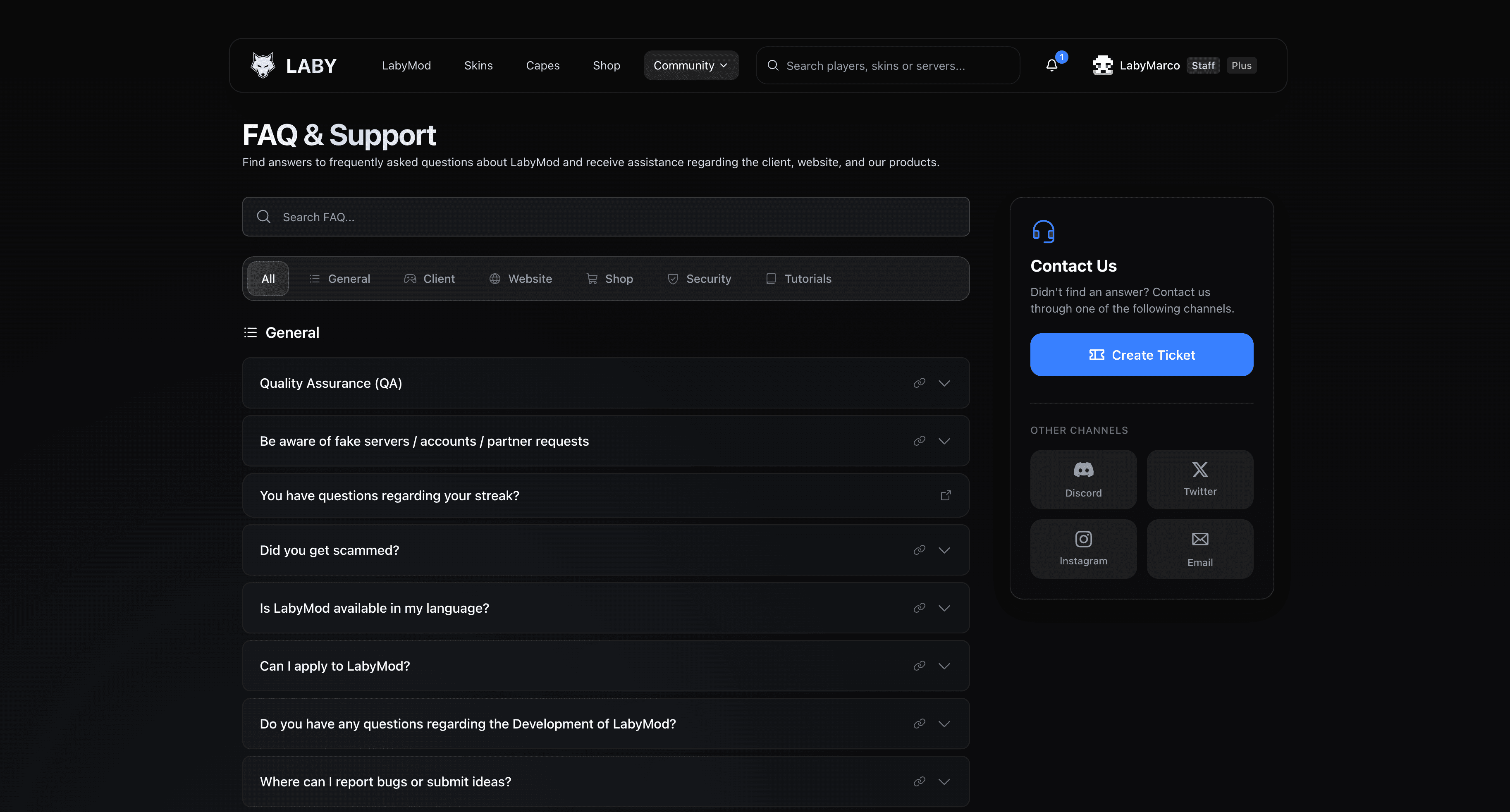 New Support Center