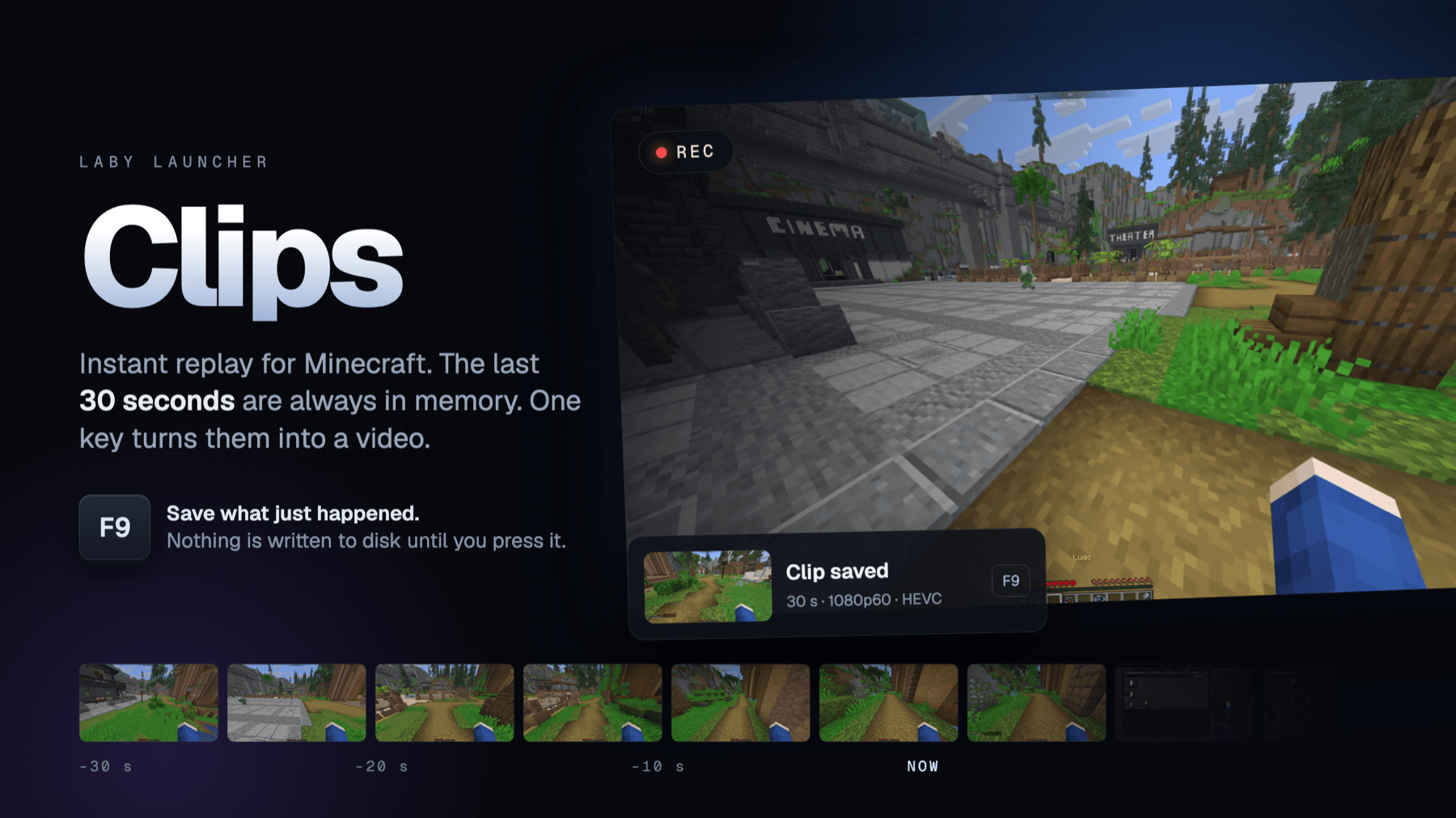 Instant replay for Minecraft - Clips in the Laby Launcher