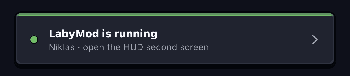 While LabyMod is running, the Laby App takes you straight to the HUD