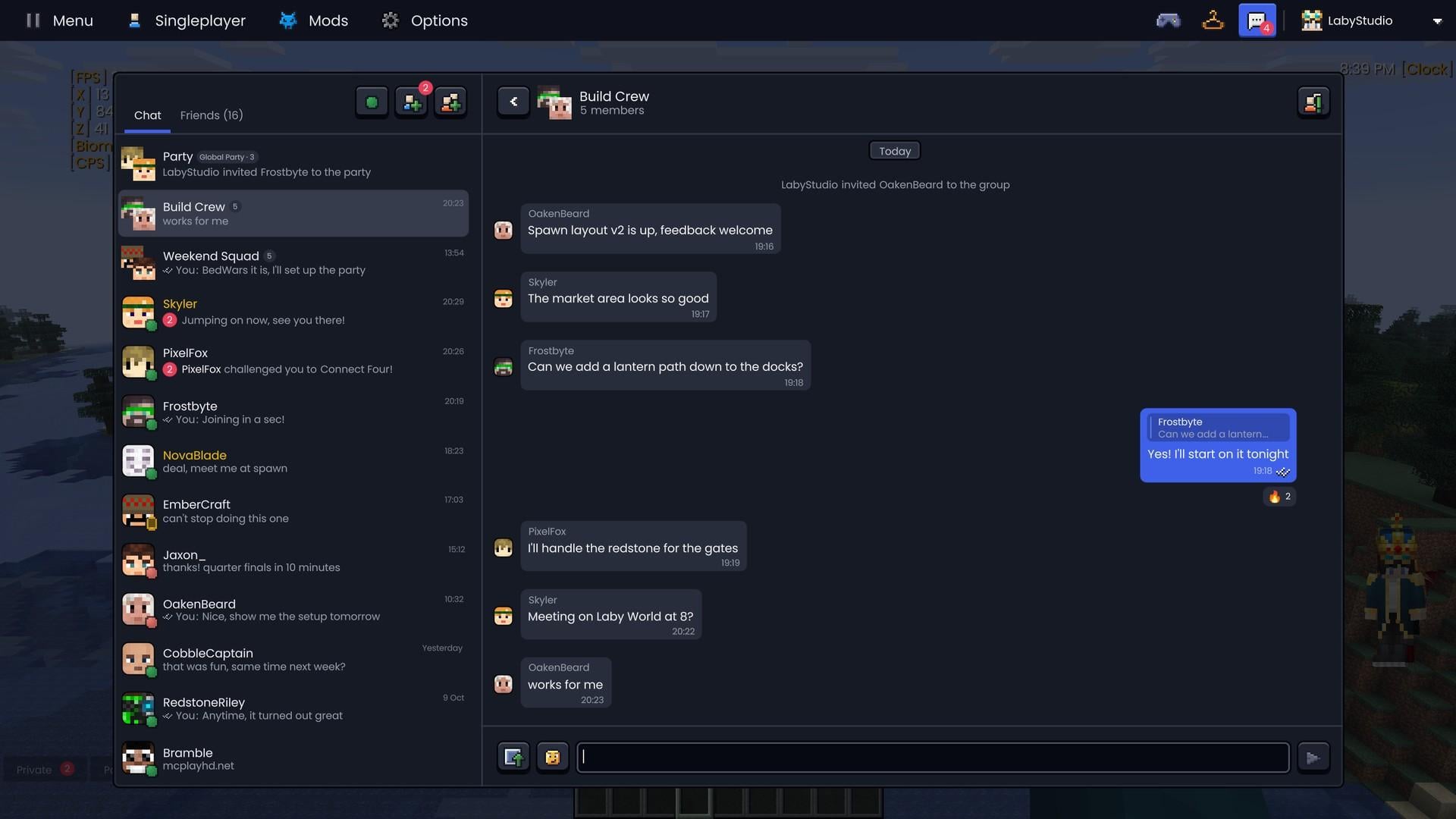 The new Laby Chat in the game