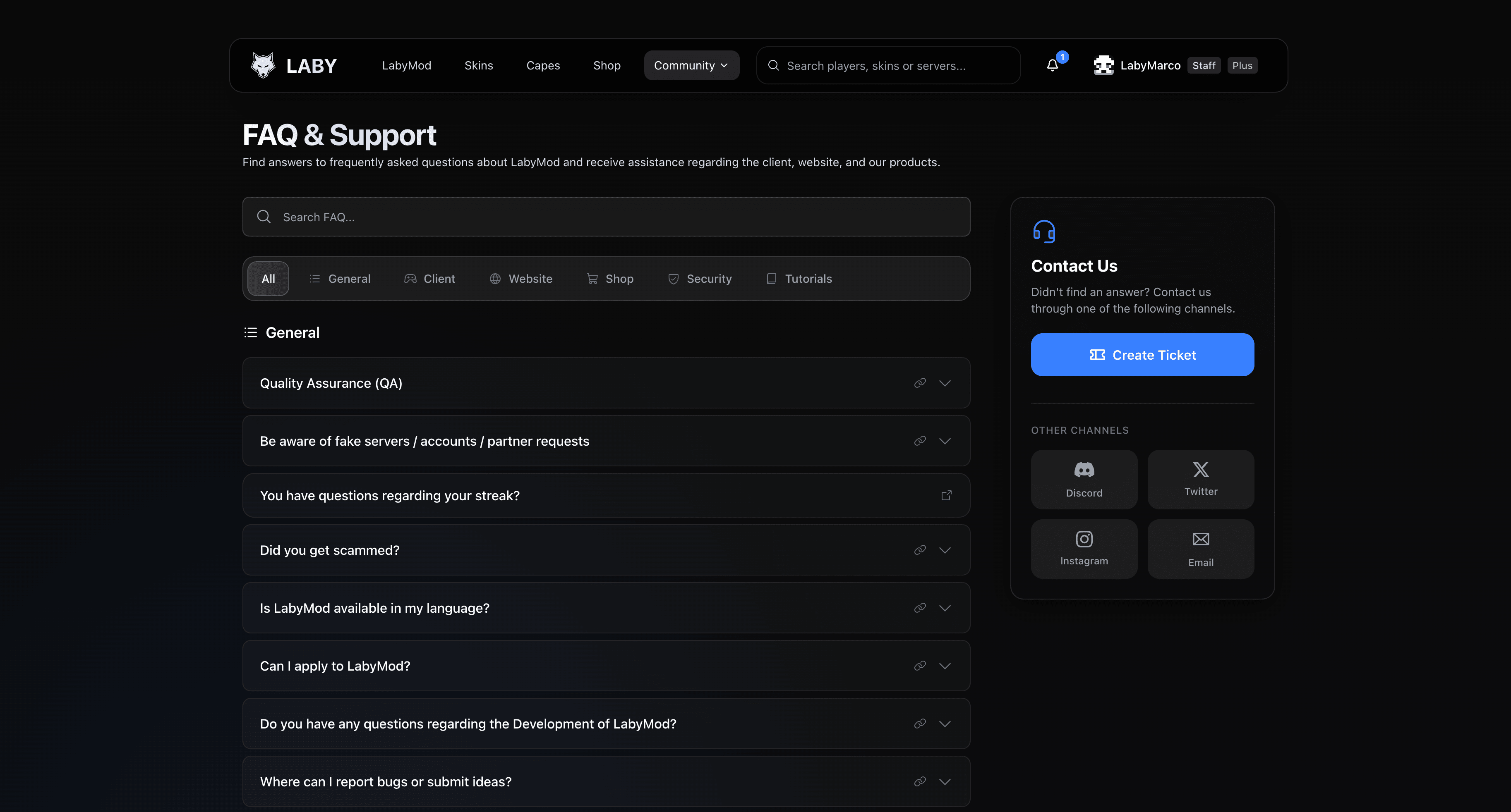New Support Center
