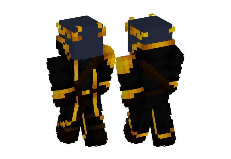 Minecraft Slacks Black And Gold Robe w/ Hood And Horns - Minecraft Skin Clothing | Laby
