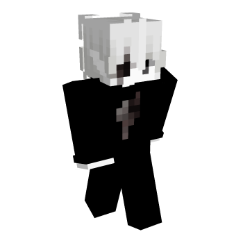 White Hair All Black Minecraft Skin