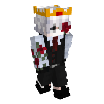 Boy Rose White Hair Vest Crown Minecraft Skin