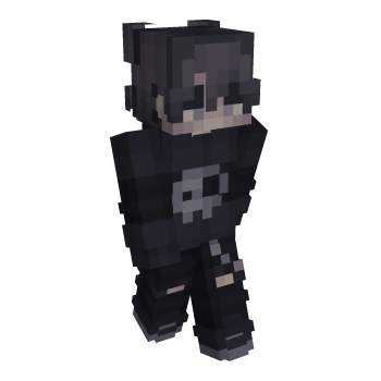 Black Hair Skull Minecraft Skin