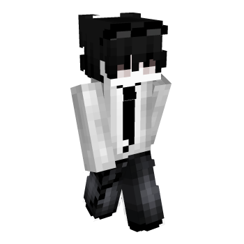 Black Tie Black Hair Minecraft Skin