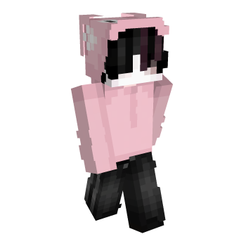Pink Hoodie Black Hair Minecraft Skin