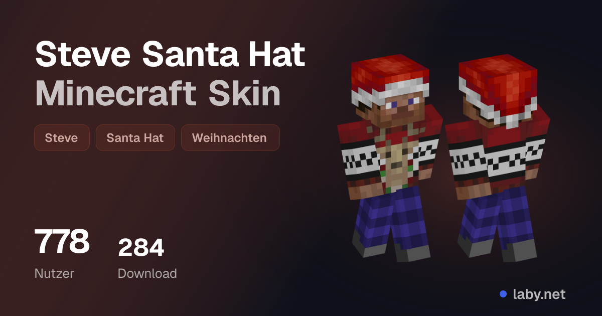 Steve Santa Hat Minecraft Skin | Laby